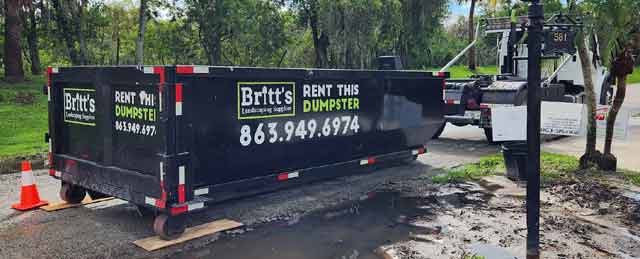 Britt's Landscaping Supplies also rents and quickly delivers Rolloff Dumpsters Britt's Landscaping Supplies rents and quickly delivers Rolloff Dumpsters